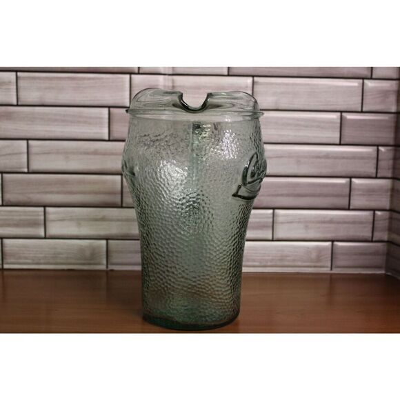 VINTAGE COCA COLA TALL GLASS GREEN PITCHER - Picture 4 of 9